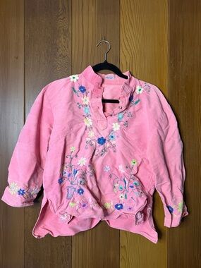 Pink Vintage Floral Embroidered Tunic